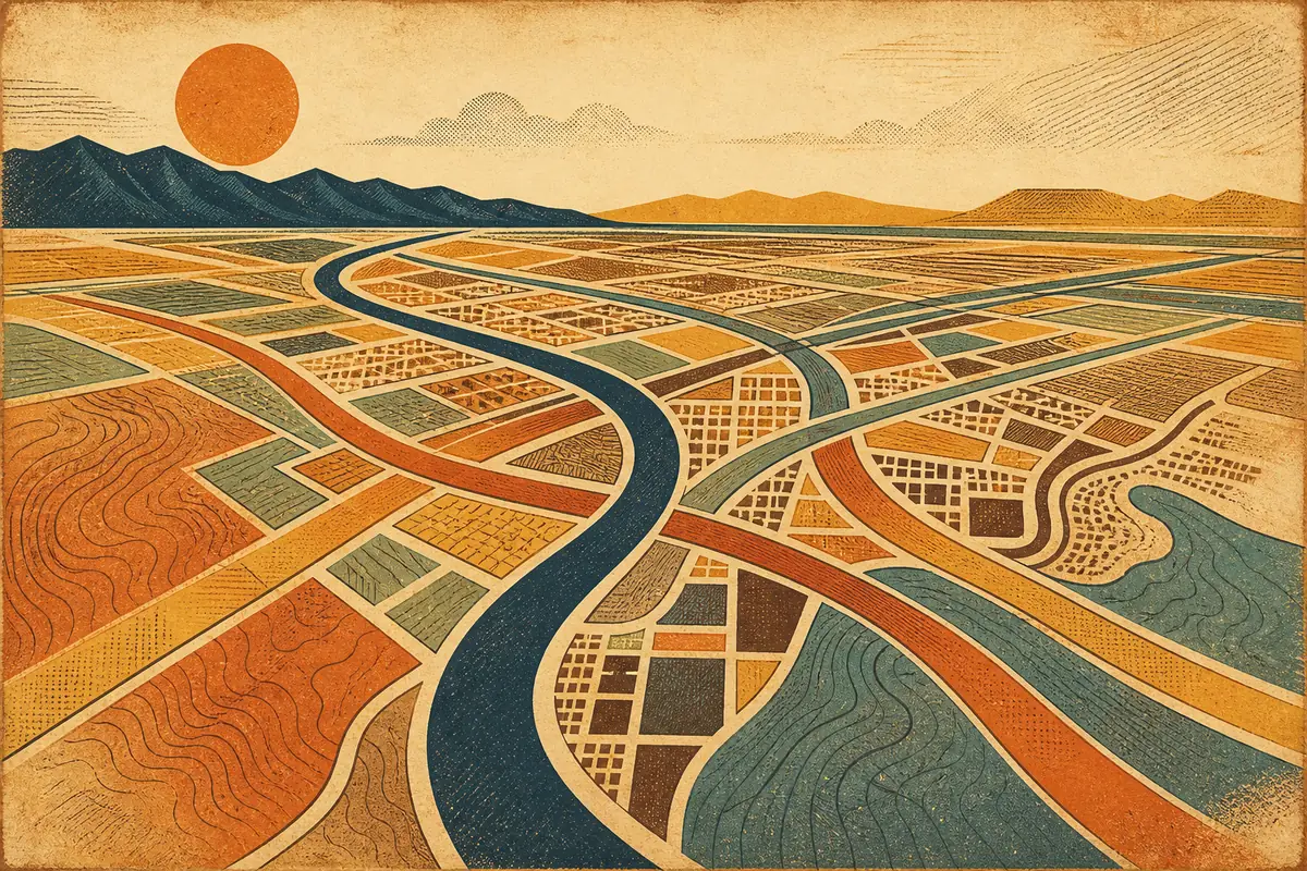 Abstract illustrated map composition for Tempe, United States