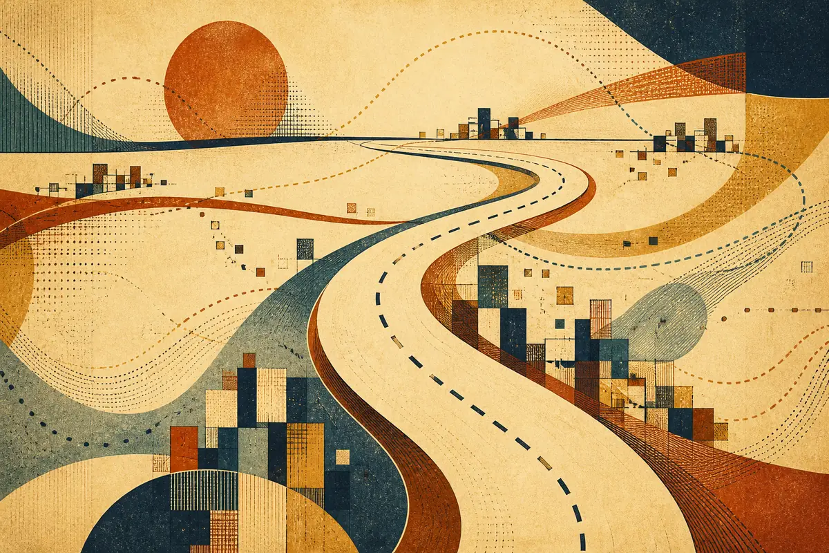 Abstract illustrated map composition for Temple City, United States