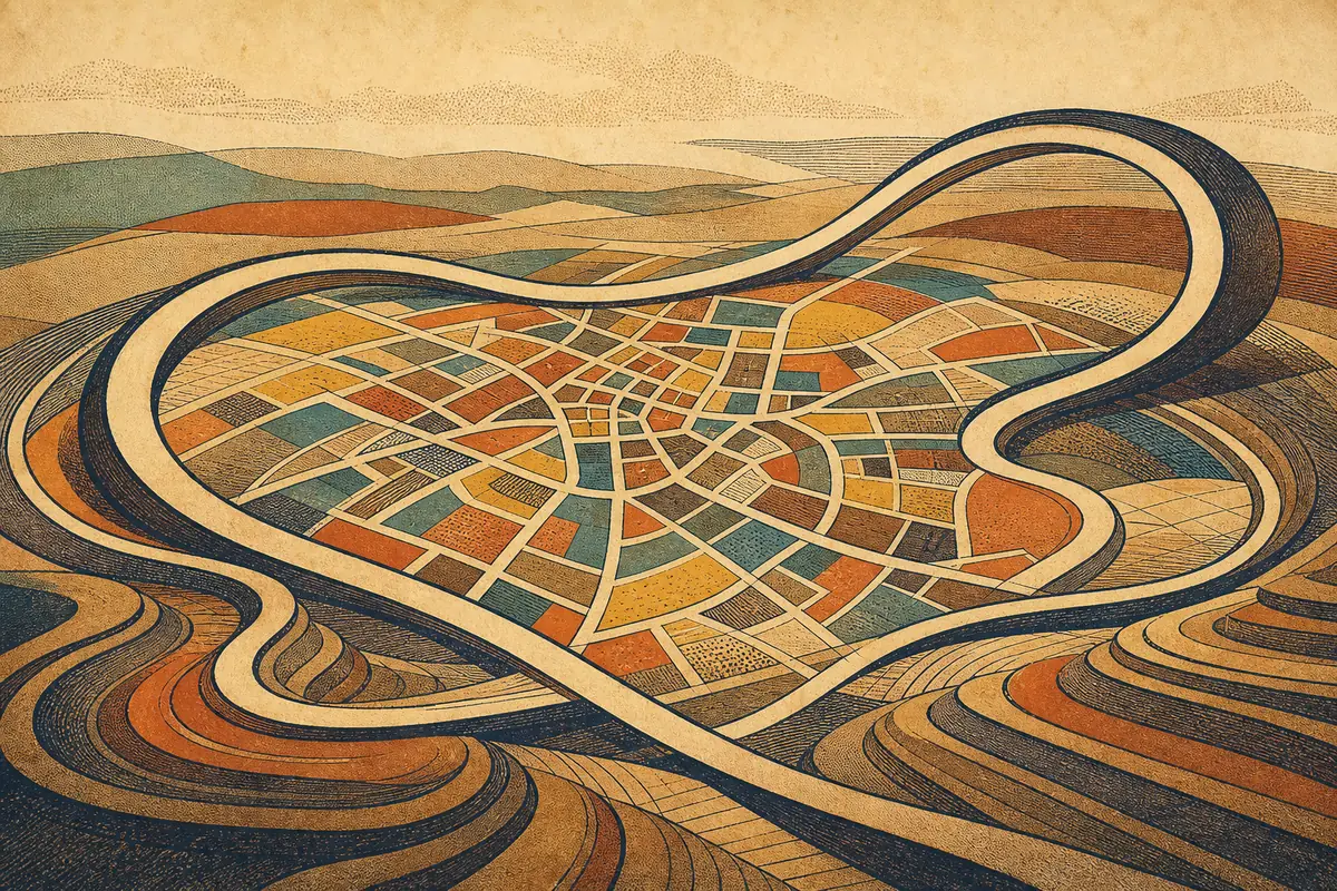 Abstract illustrated map composition for Temple, United States