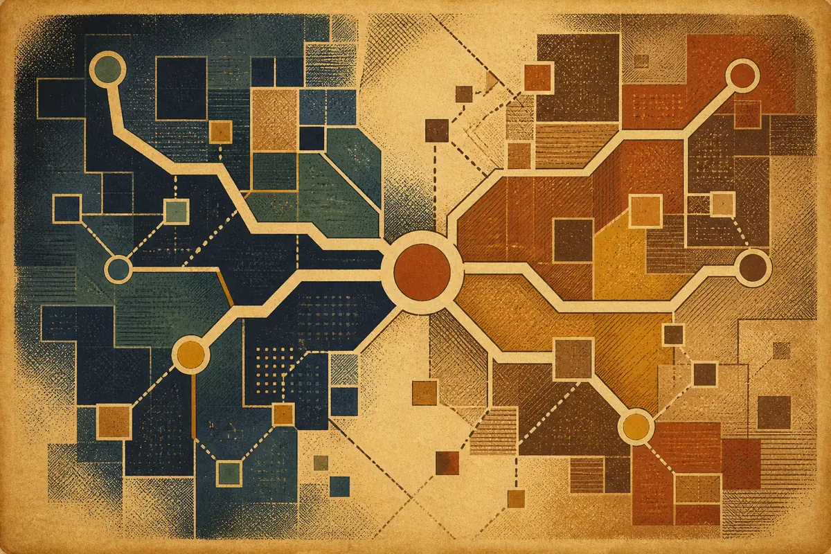 Abstract illustrated map composition for Tewksbury, United States