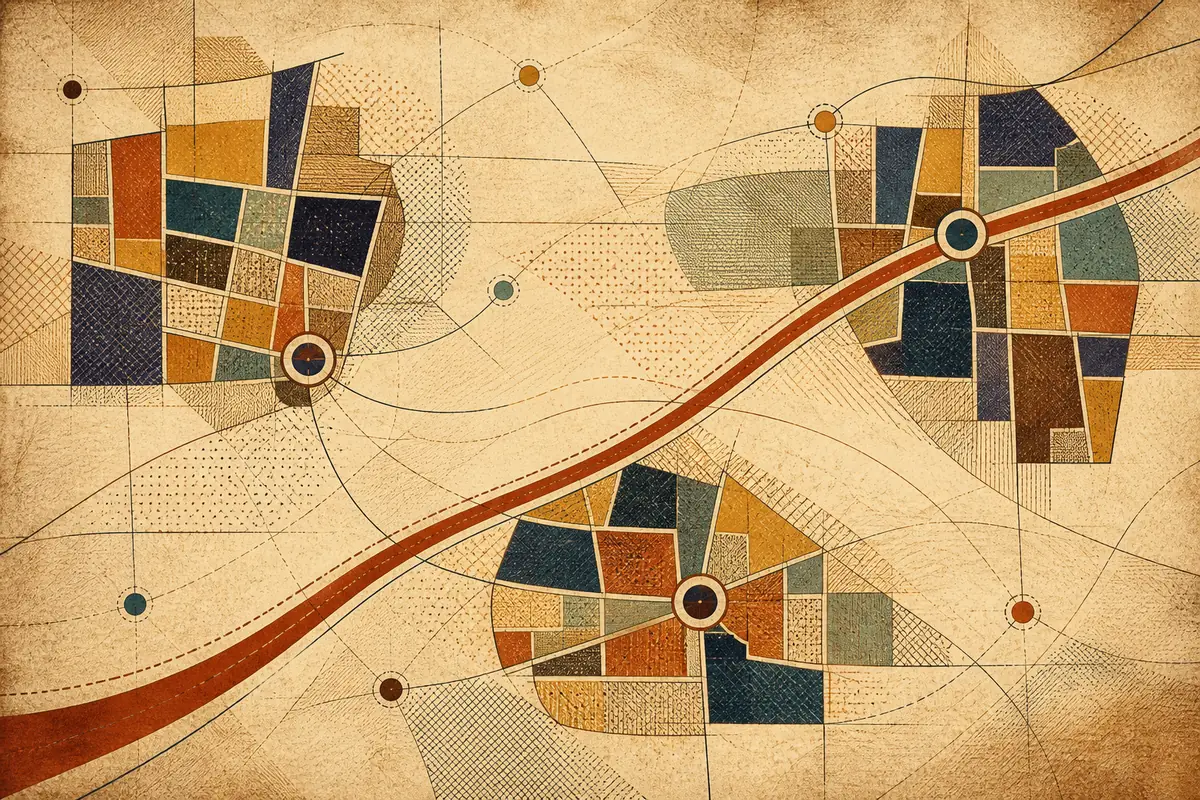 Abstract illustrated map composition for The Acreage, United States