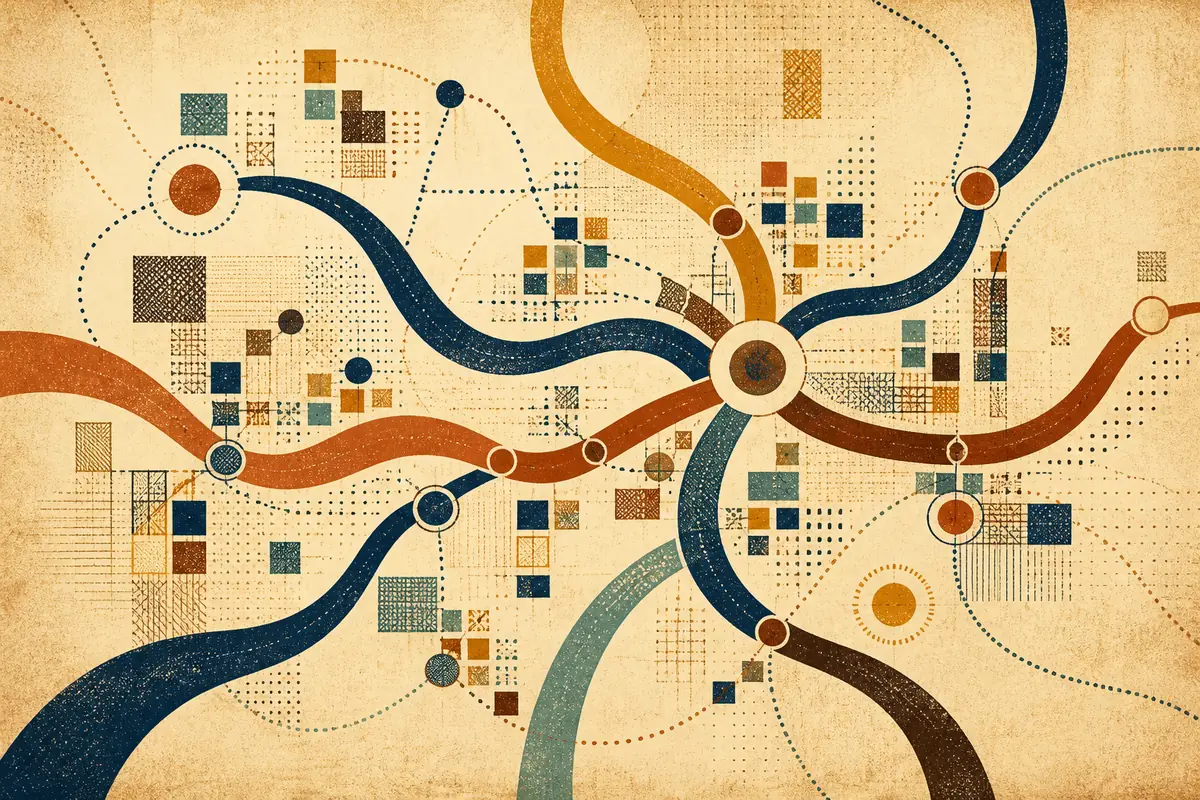 Abstract illustrated map composition for The Colony, United States