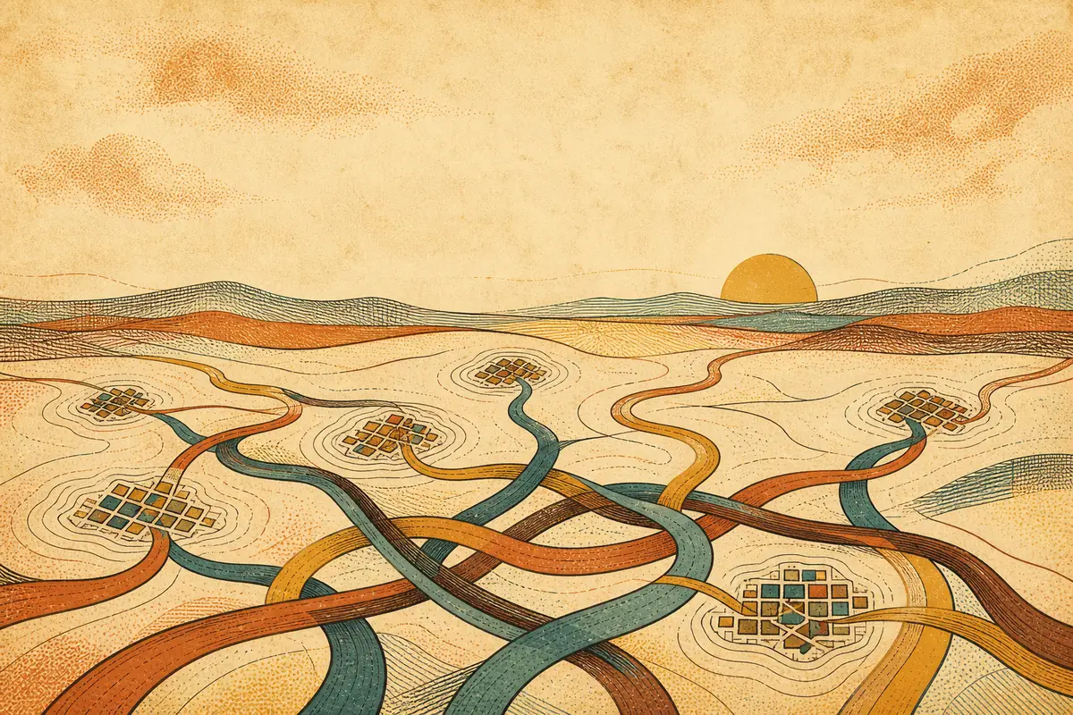Abstract illustrated map composition for The Villages, United States