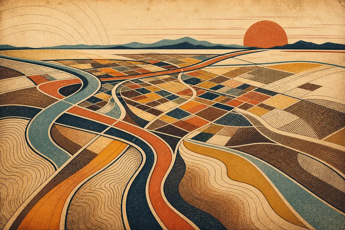 Abstract illustrated map composition for Thornton, United States