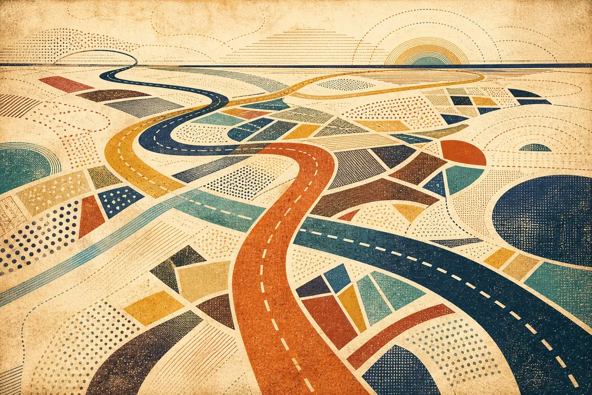 Abstract illustrated map composition for Titusville, United States