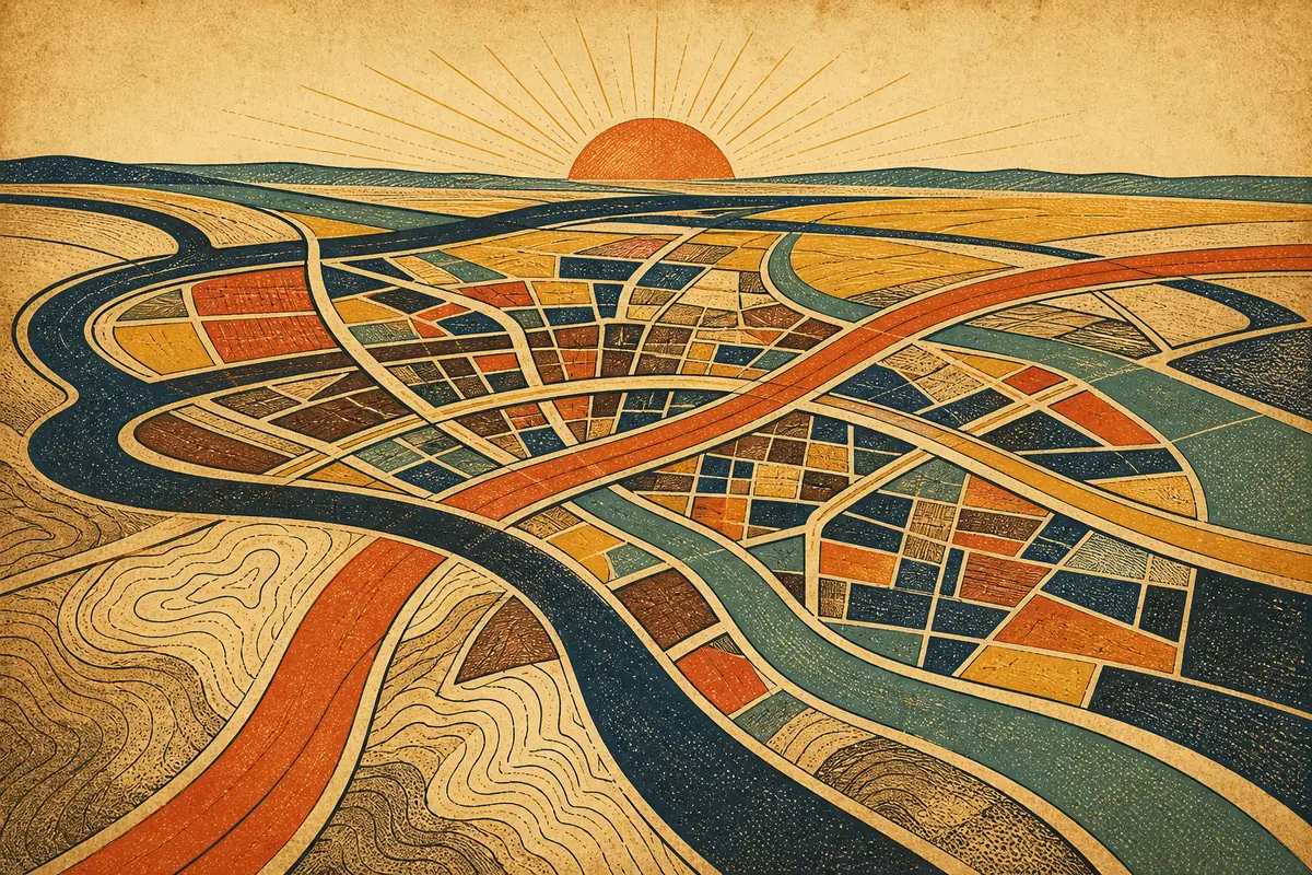 Abstract illustrated map composition for Toledo, United States