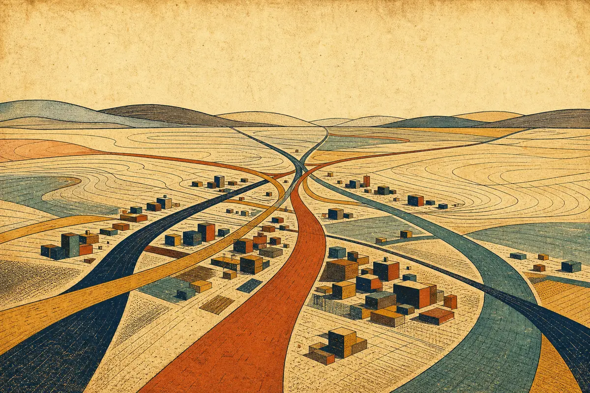 Abstract illustrated map composition for Topeka, United States