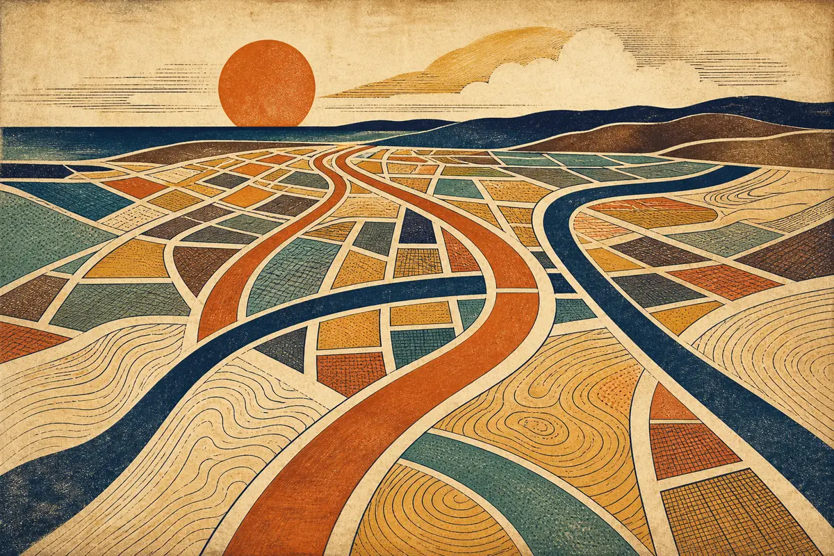Abstract illustrated map composition for Torrance, United States