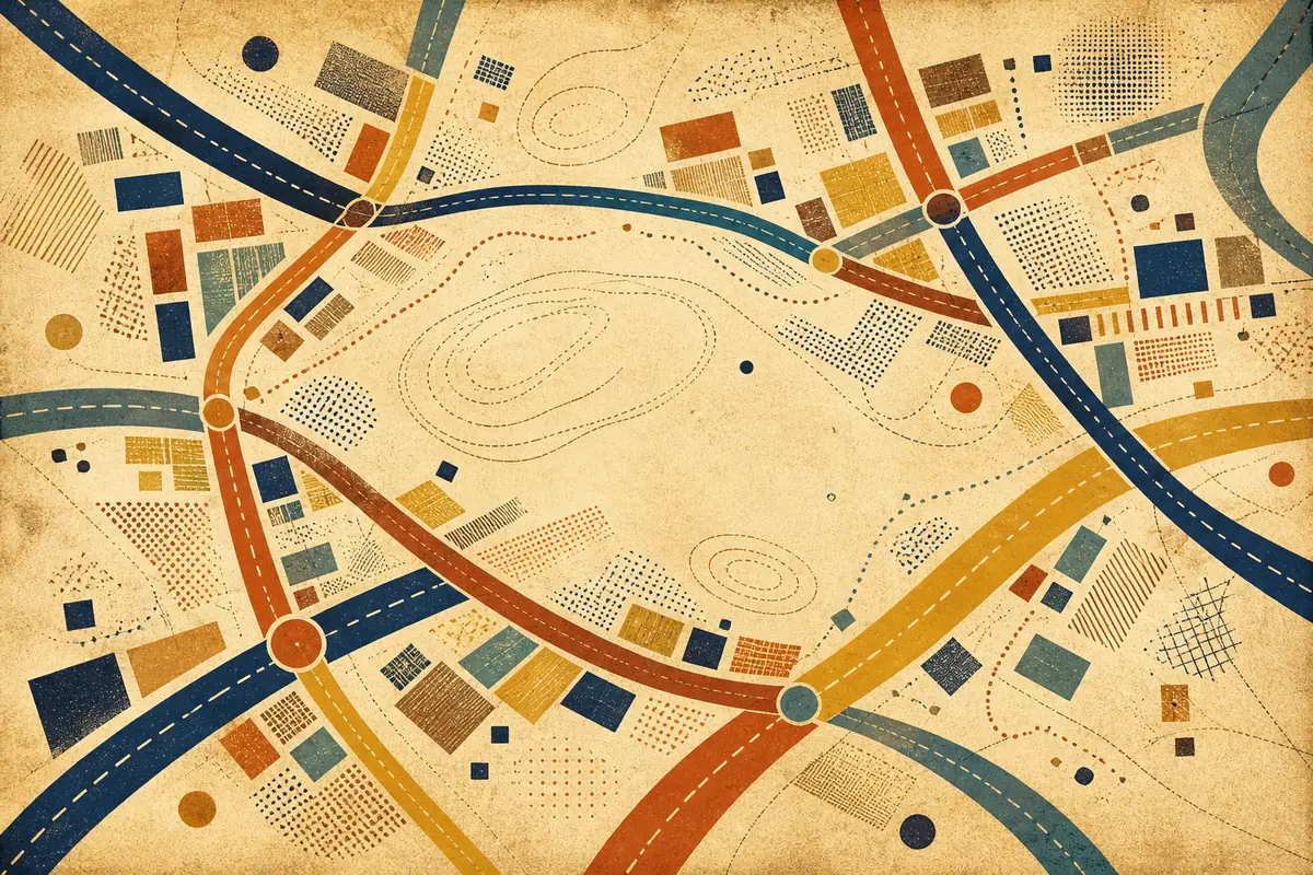 Abstract illustrated map composition for Torrington, United States