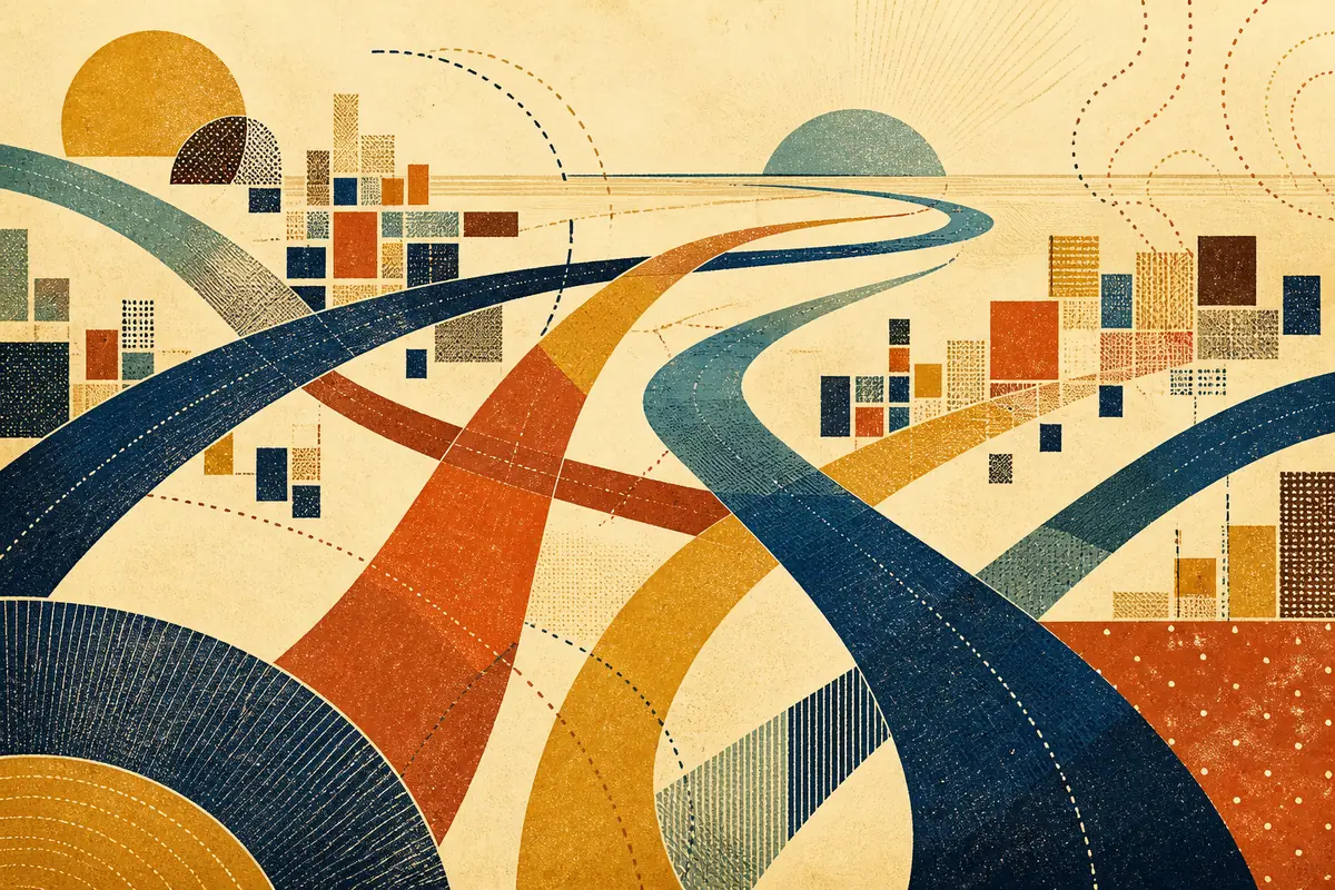 Abstract illustrated map composition for Troy, United States