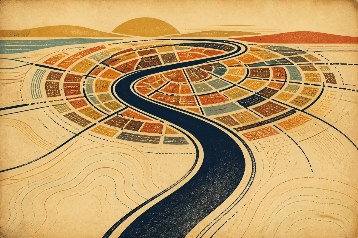 Abstract illustrated map composition for Troy, United States