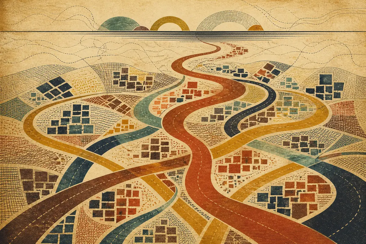 Abstract illustrated map composition for Tuckahoe, United States