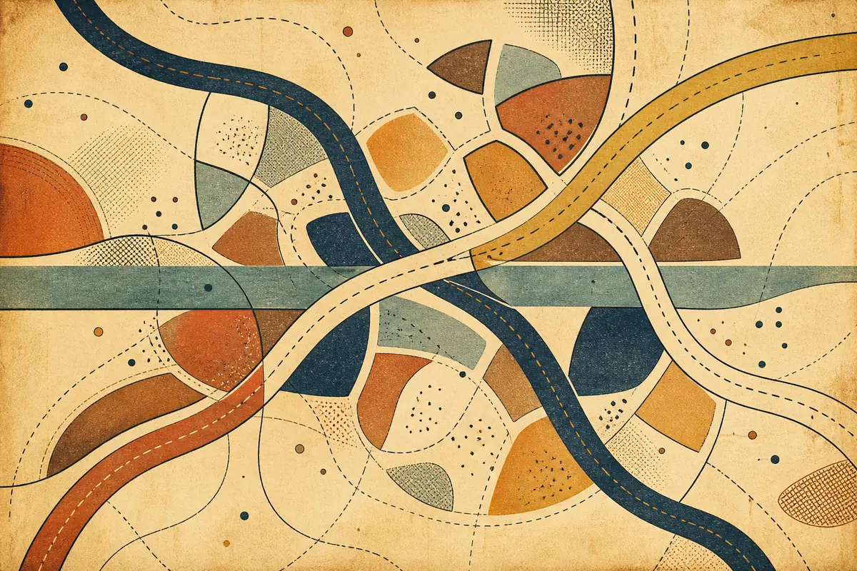 Abstract illustrated map composition for Tucker, United States