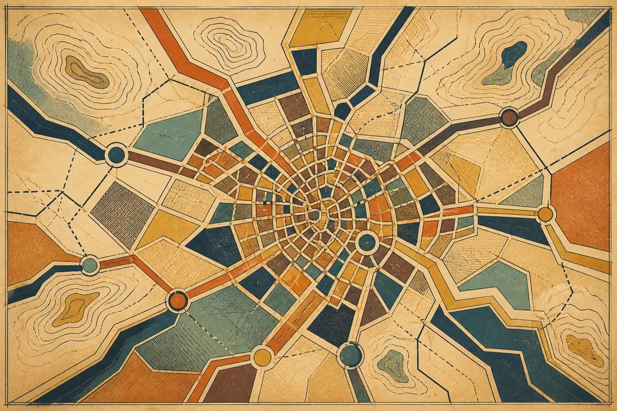 Abstract illustrated map composition for Tucson, United States