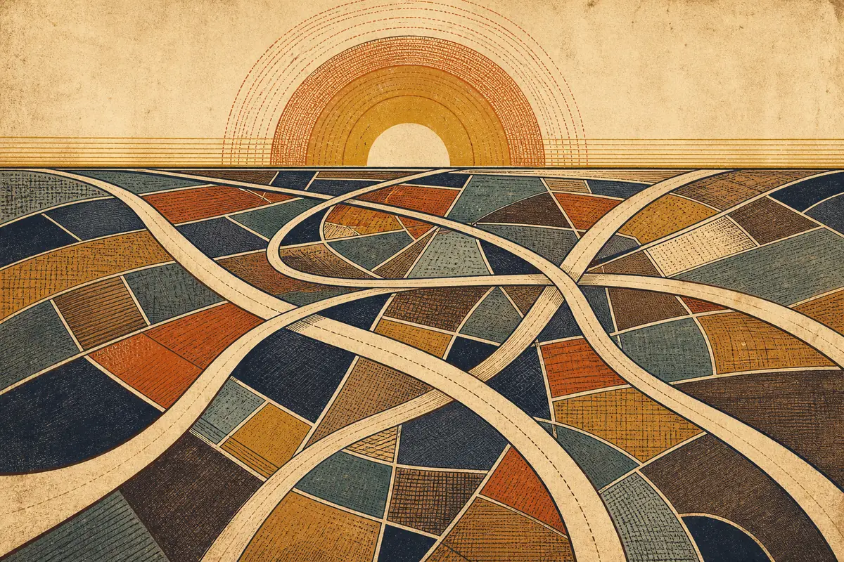 Abstract illustrated map composition for Tulare, United States