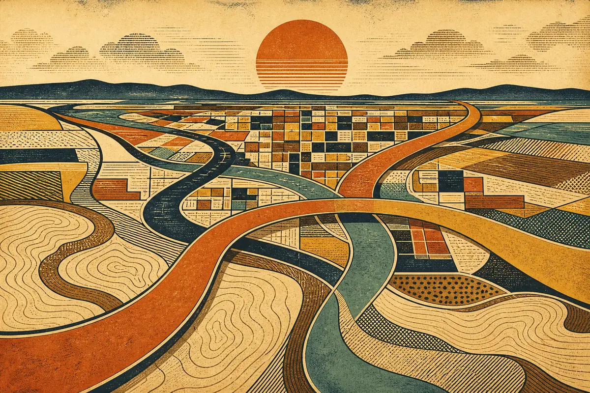 Abstract illustrated map composition for Tulsa, United States