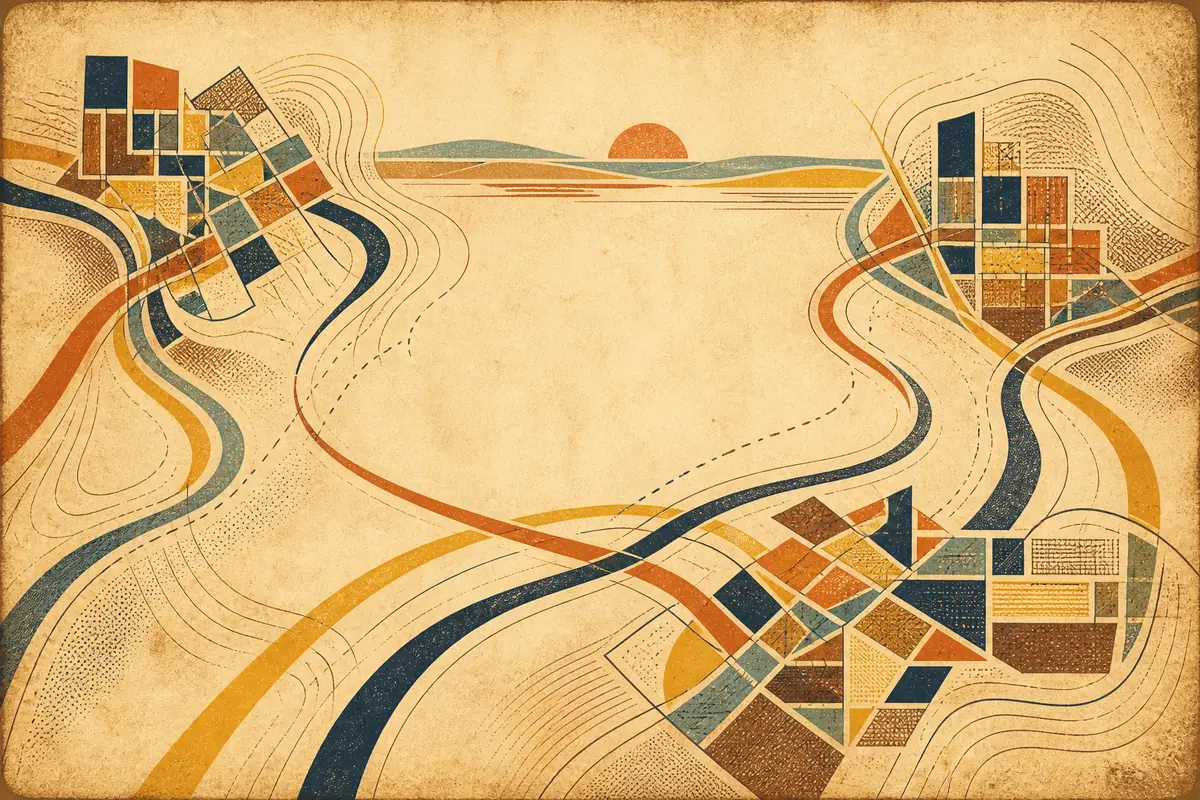 Abstract illustrated map composition for Turlock, United States