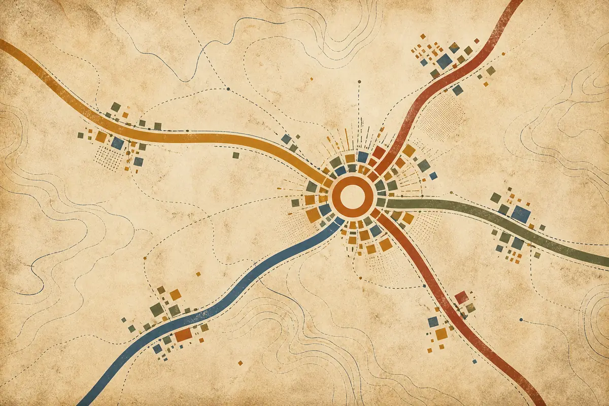 Abstract illustrated map composition for Tuscaloosa, United States