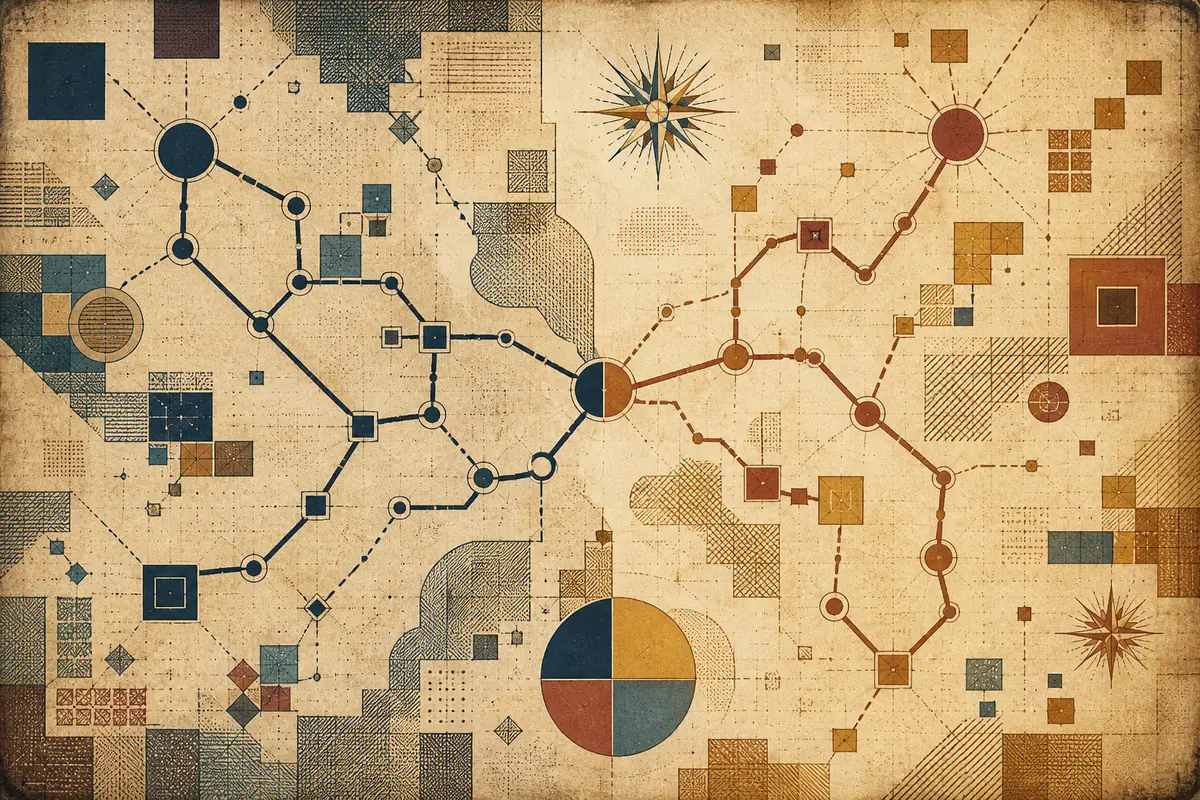 Abstract illustrated map composition for Tysons, United States