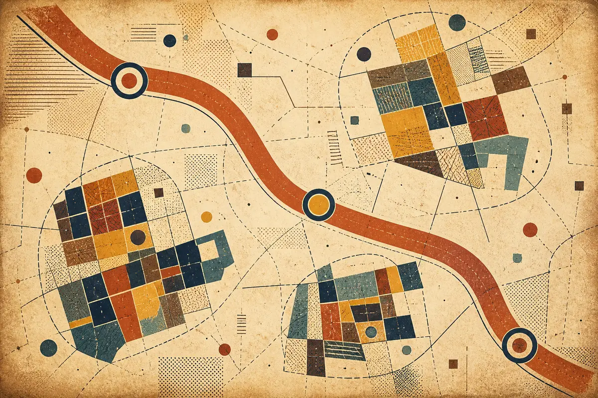 Abstract illustrated map composition for Union, United States