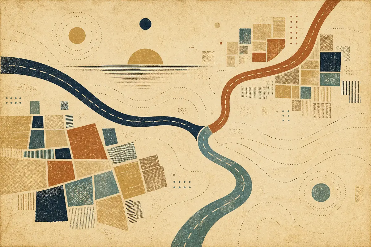 Abstract illustrated map composition for Uniondale, United States