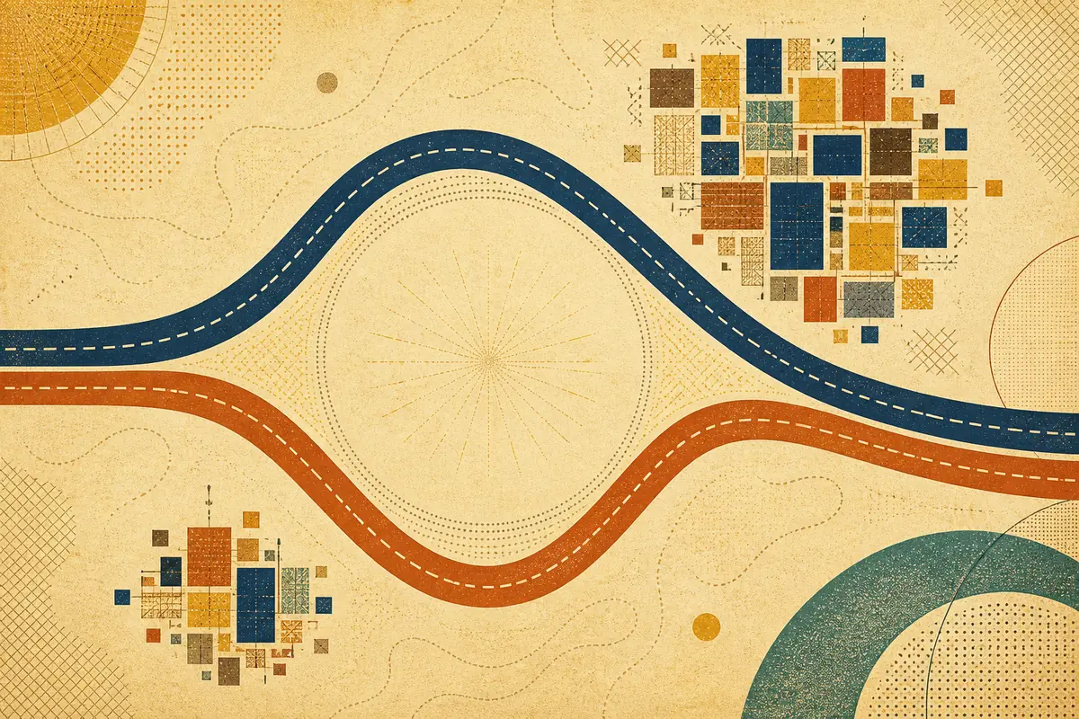 Abstract illustrated map composition for University Place, United States