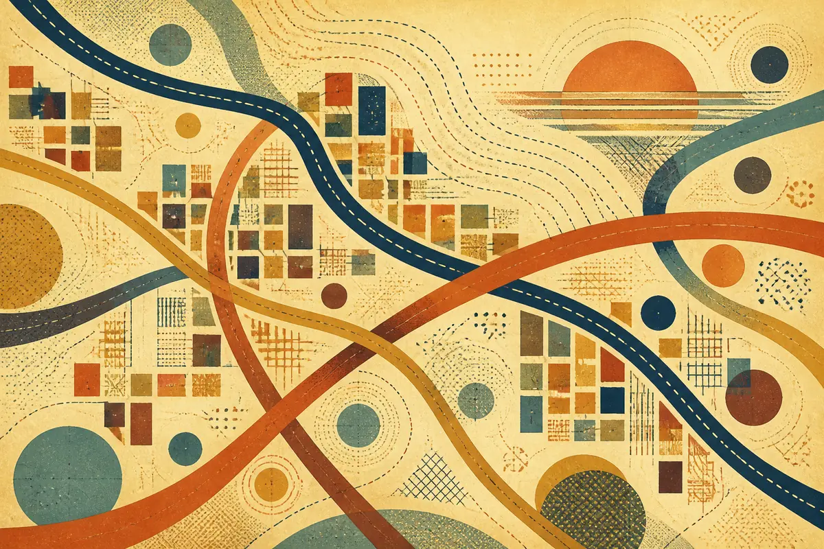Abstract illustrated map composition for Upper Arlington, United States