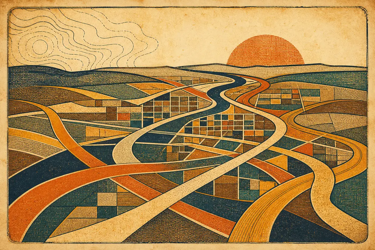 Abstract illustrated map composition for Upper Darby, United States