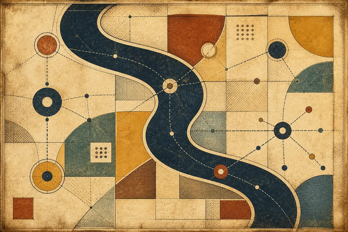Abstract illustrated map composition for Upper Dublin, United States