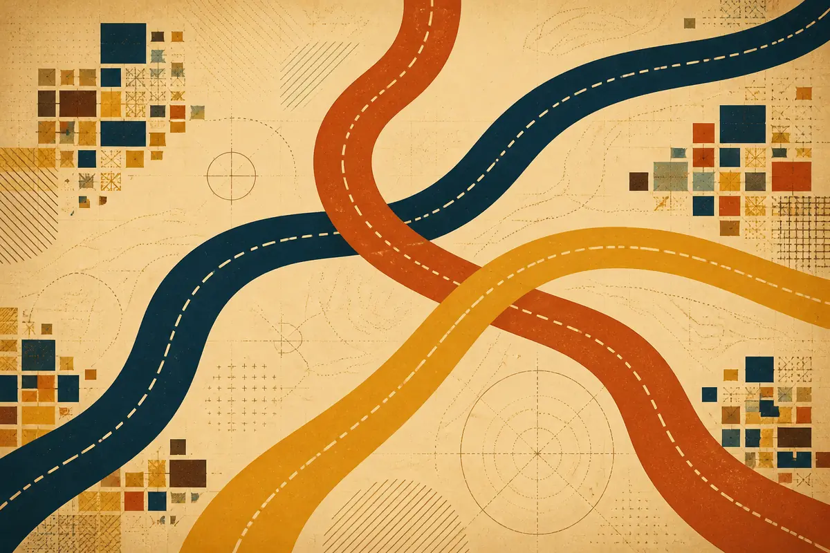 Abstract illustrated map composition for Upper Merion, United States