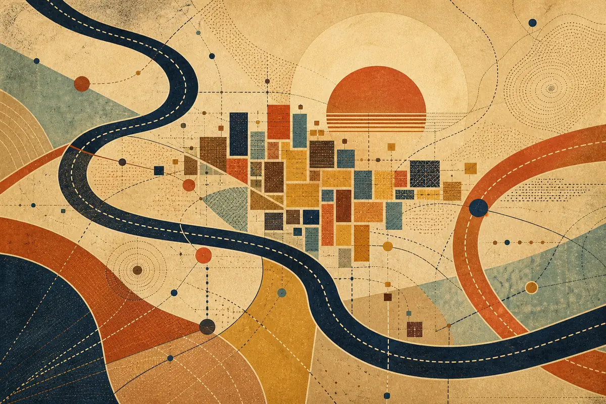 Abstract illustrated map composition for Urbana, United States