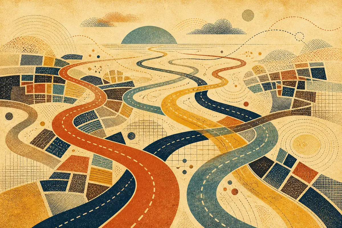 Abstract illustrated map composition for Urbandale, United States