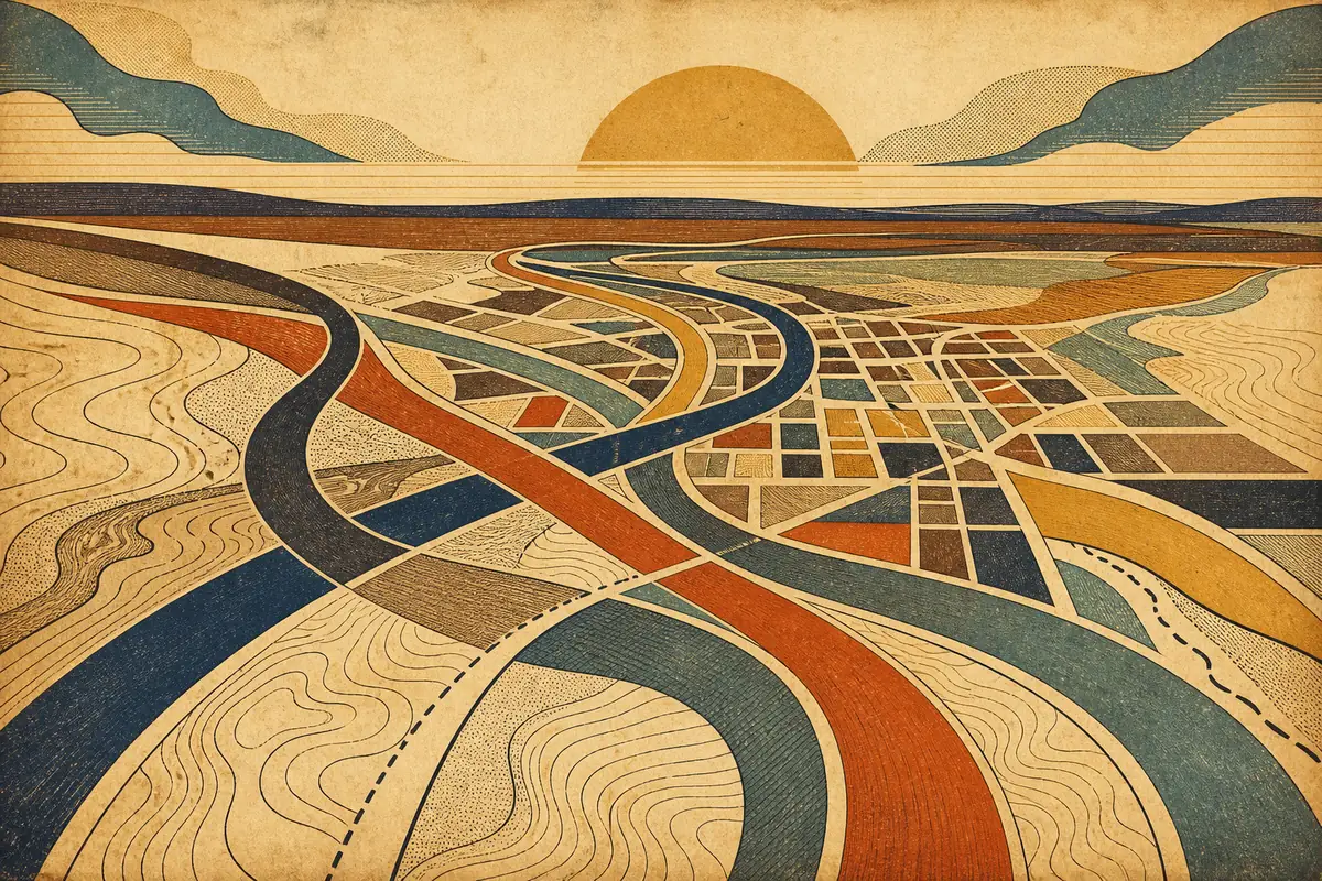 Abstract illustrated map composition for Valdosta, United States