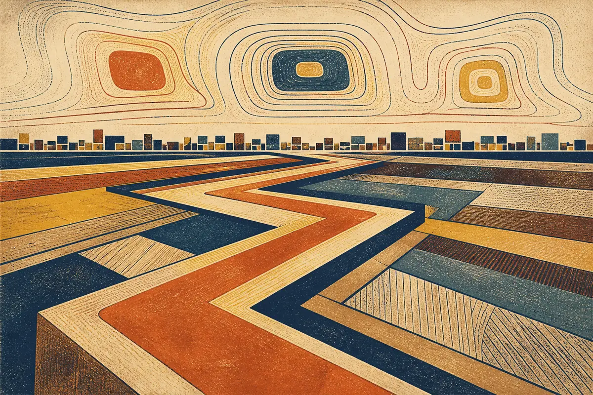 Abstract illustrated map composition for Vallejo, United States