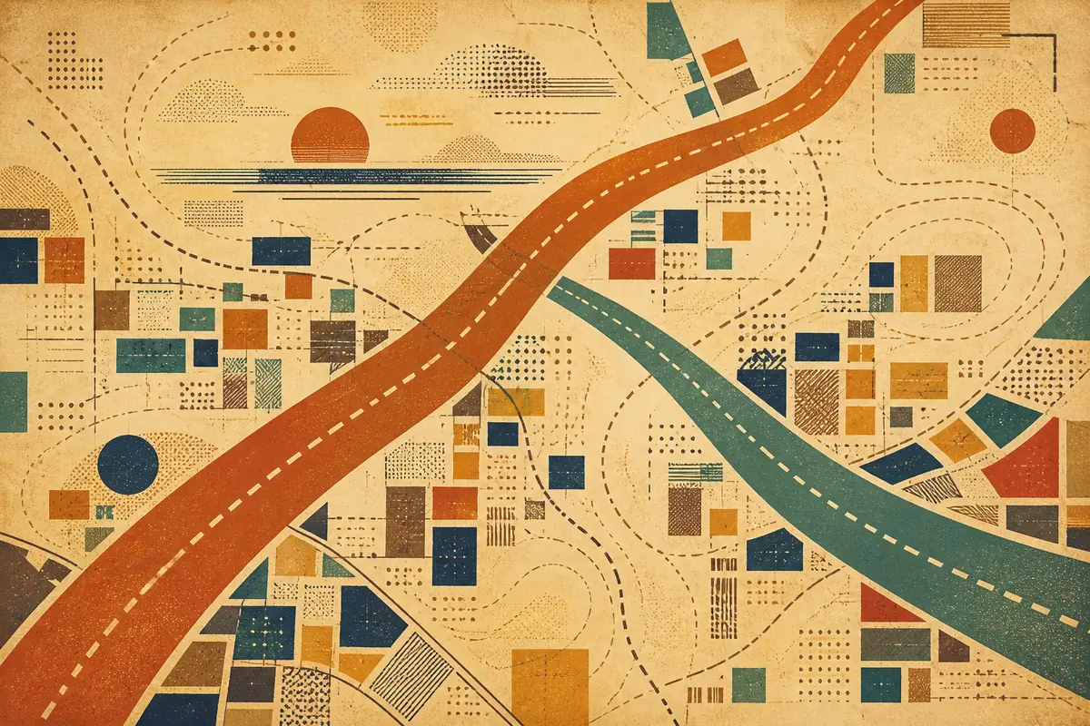 Abstract illustrated map composition for Valrico, United States