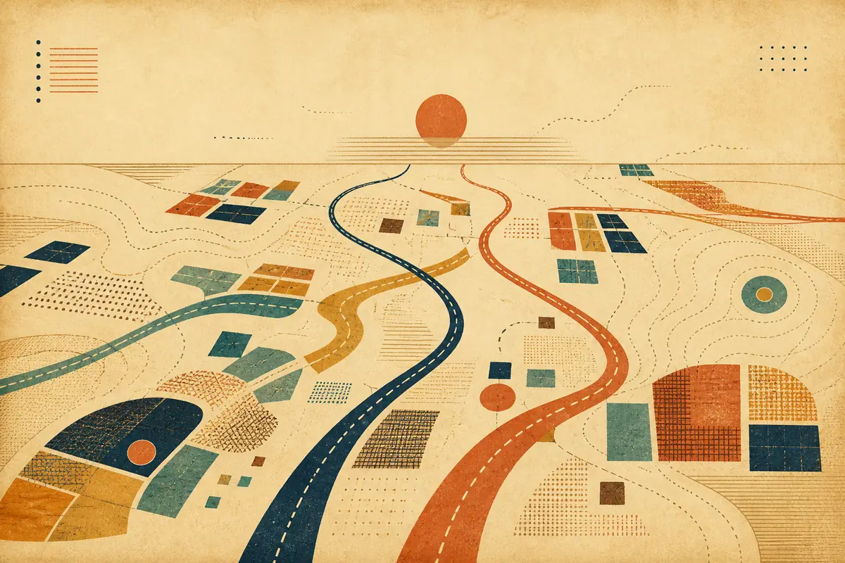 Abstract illustrated map composition for Vestal, United States