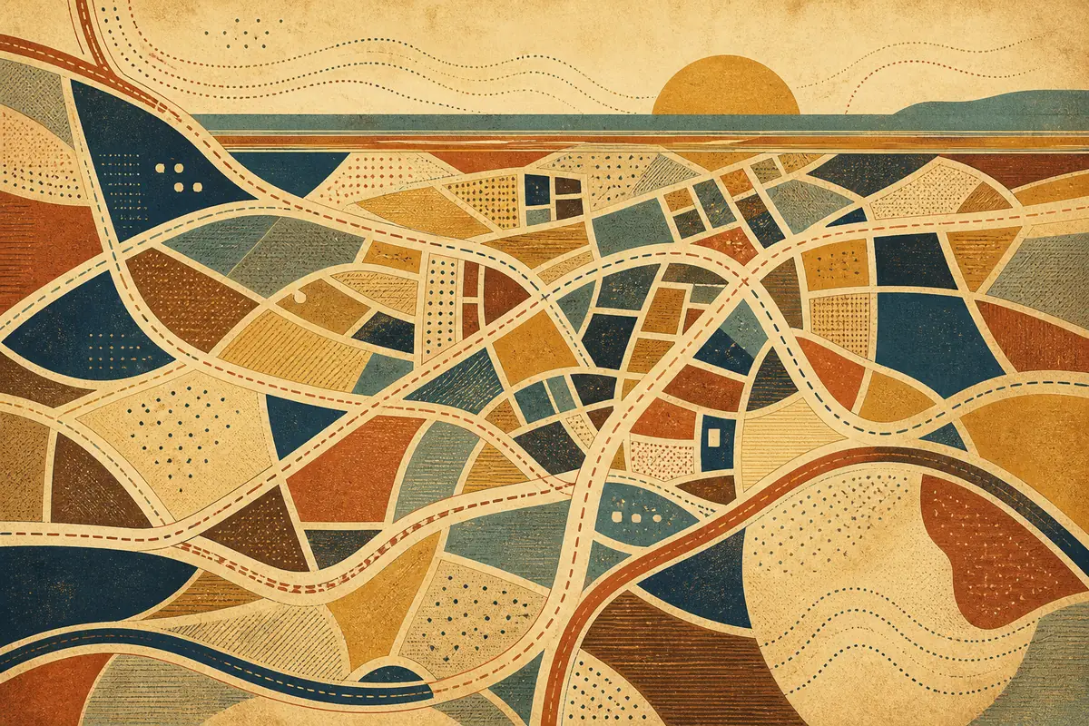 Abstract illustrated map composition for Vestavia Hills, United States