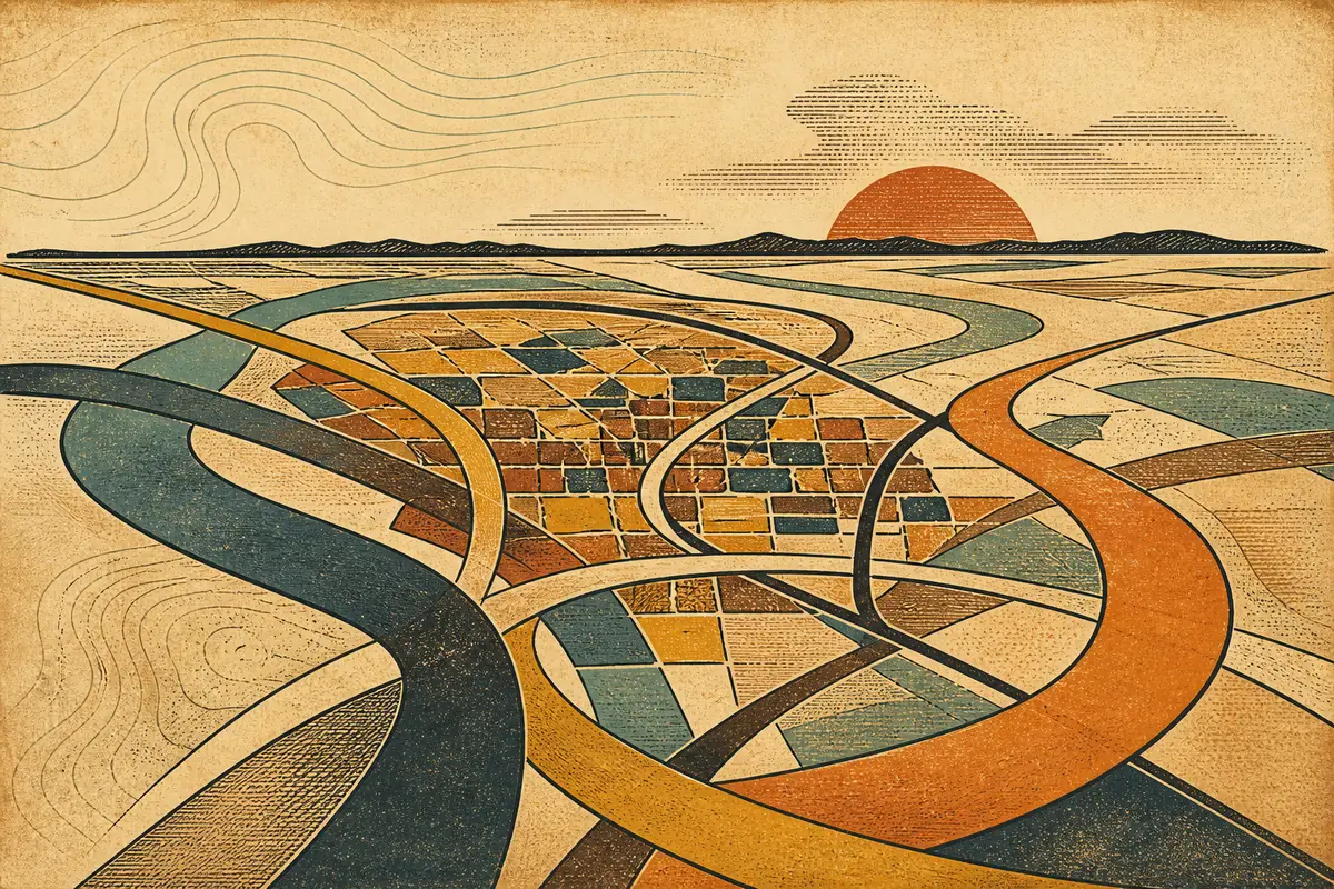 Abstract illustrated map composition for Vineland, United States