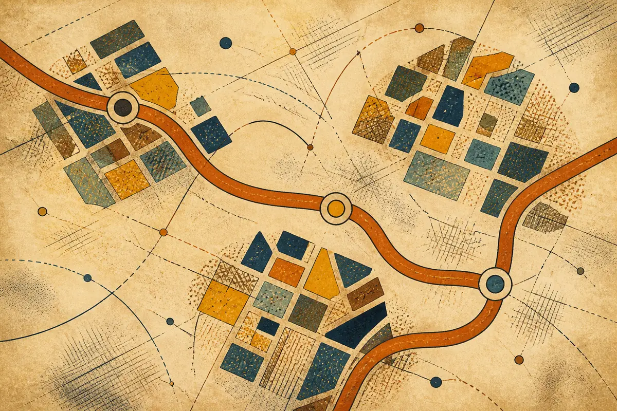 Abstract illustrated map composition for Vineyard, United States