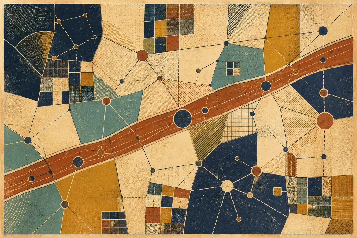 Abstract illustrated map composition for Voorhees, United States