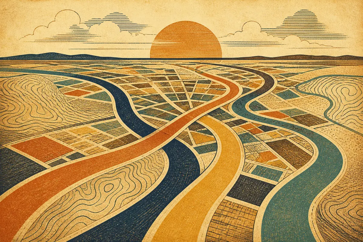 Abstract illustrated map composition for Waco, United States