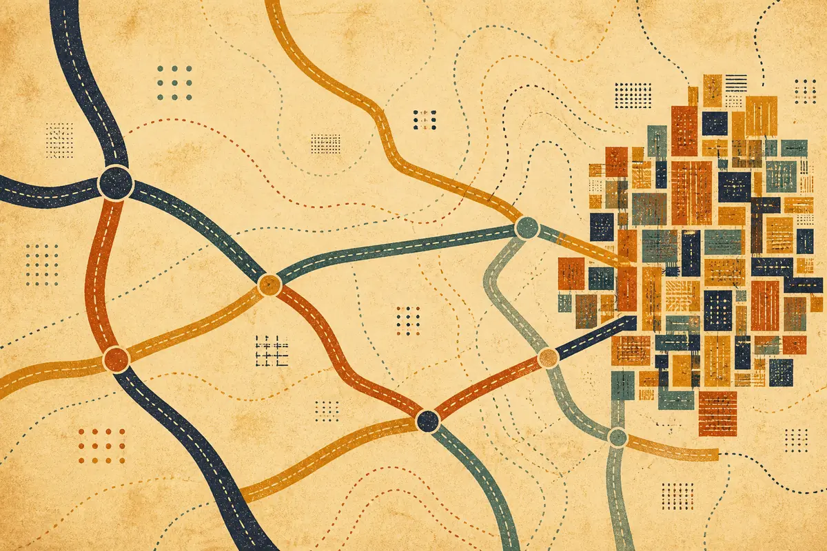 Abstract illustrated map composition for Wake Forest, United States