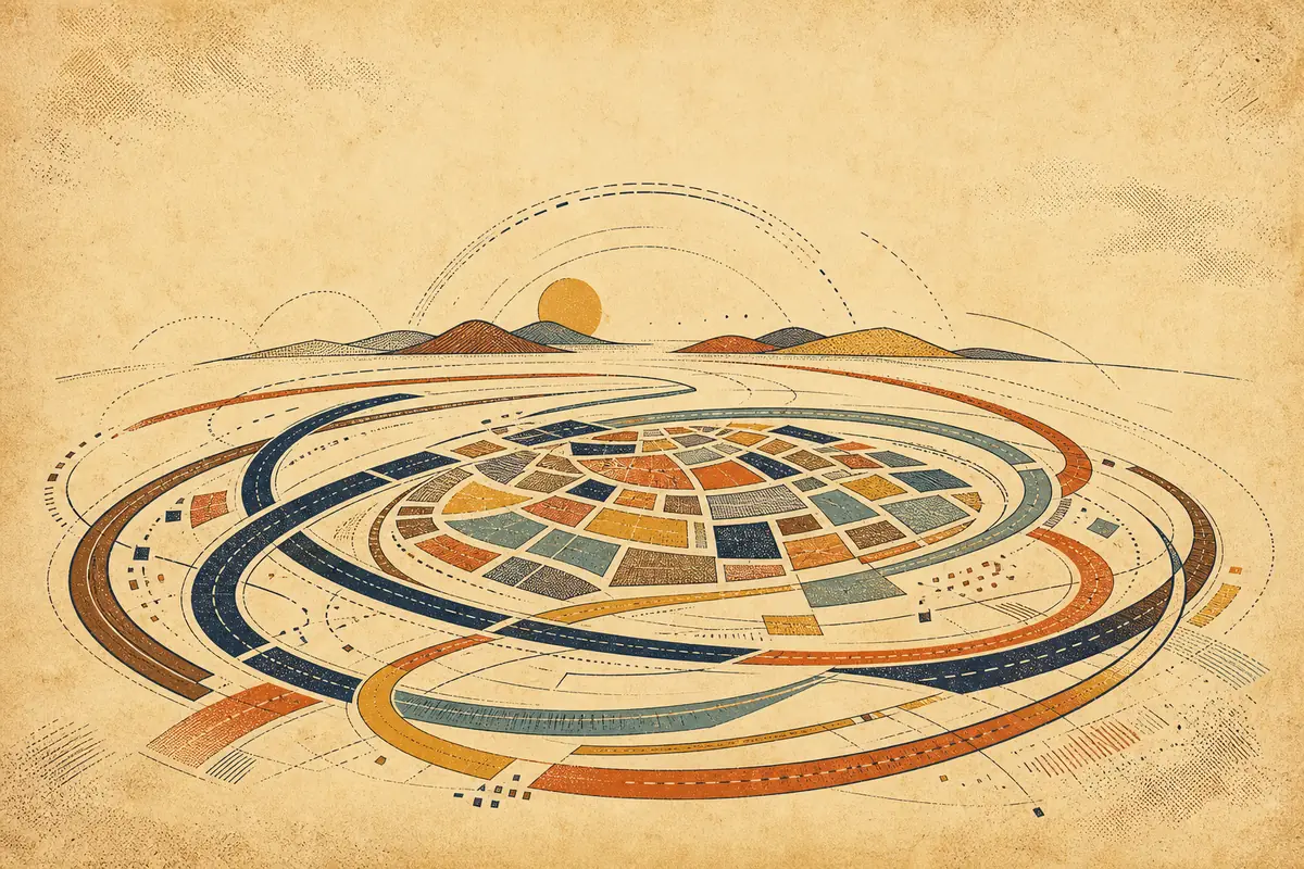 Abstract illustrated map composition for Waldorf, United States