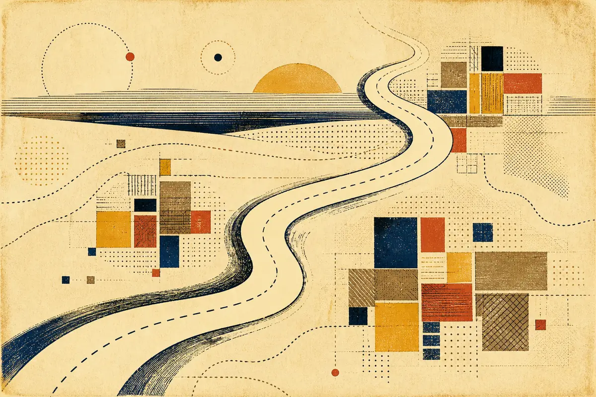 Abstract illustrated map composition for Wallkill, United States