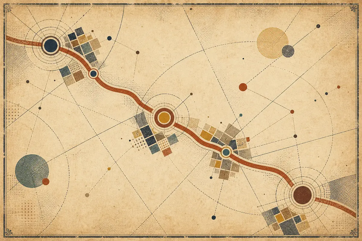 Abstract illustrated map composition for Warminster, United States