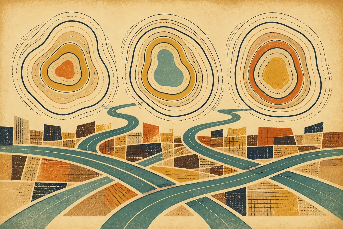 Abstract illustrated map composition for Warren, United States