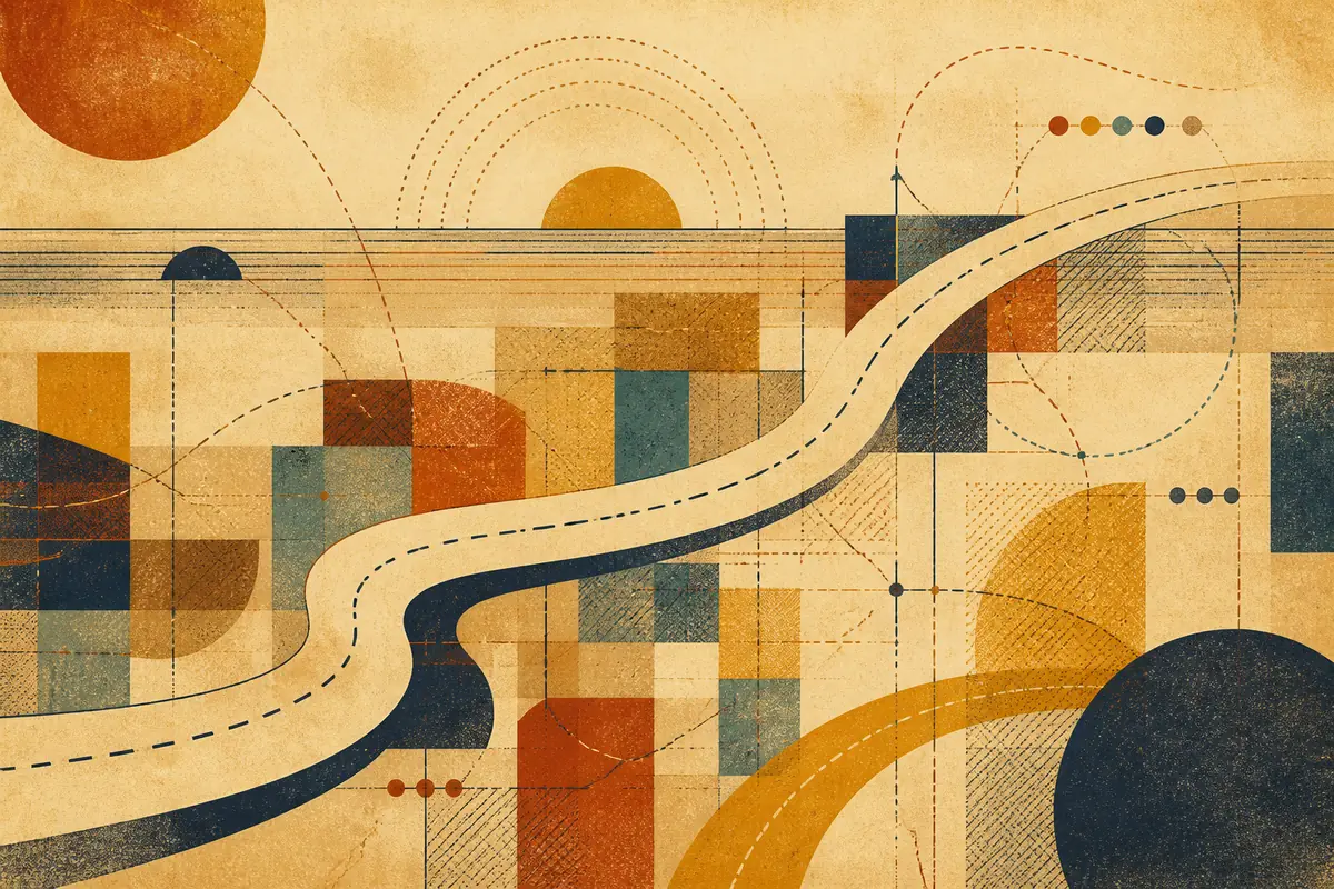 Abstract illustrated map composition for Warwick, United States