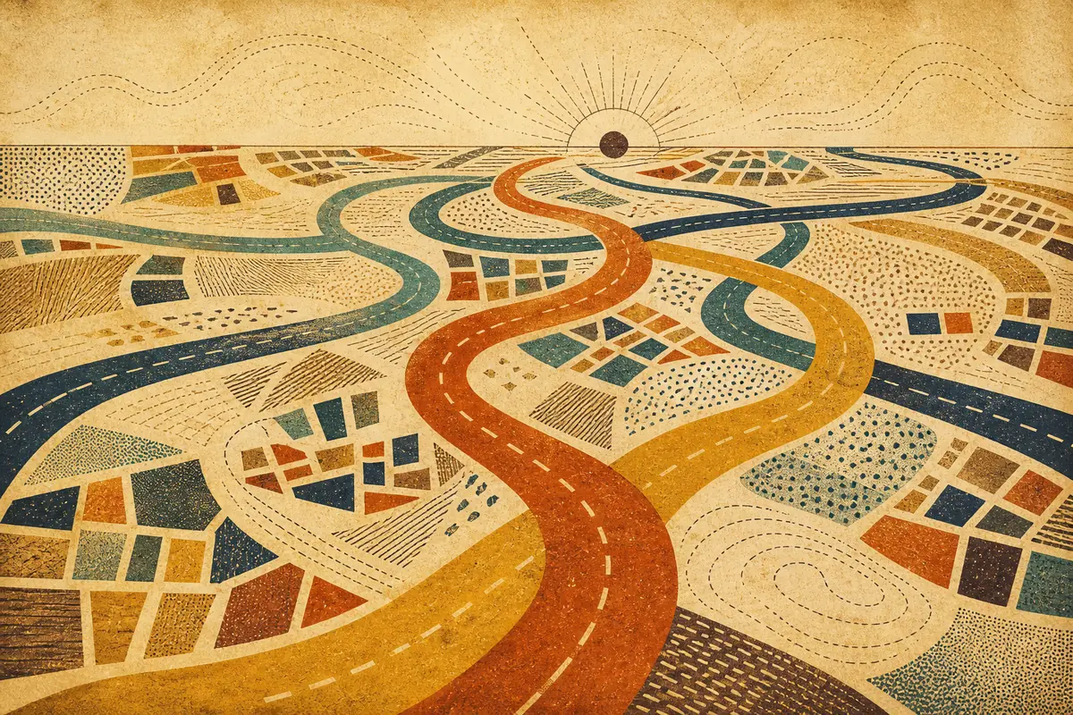 Abstract illustrated map composition for Washington, United States