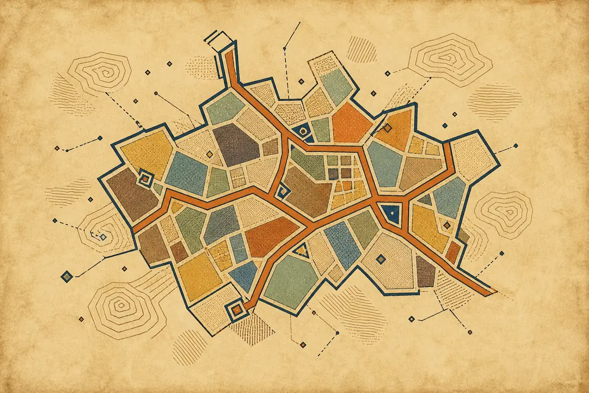 Abstract illustrated map composition for Waterbury, United States