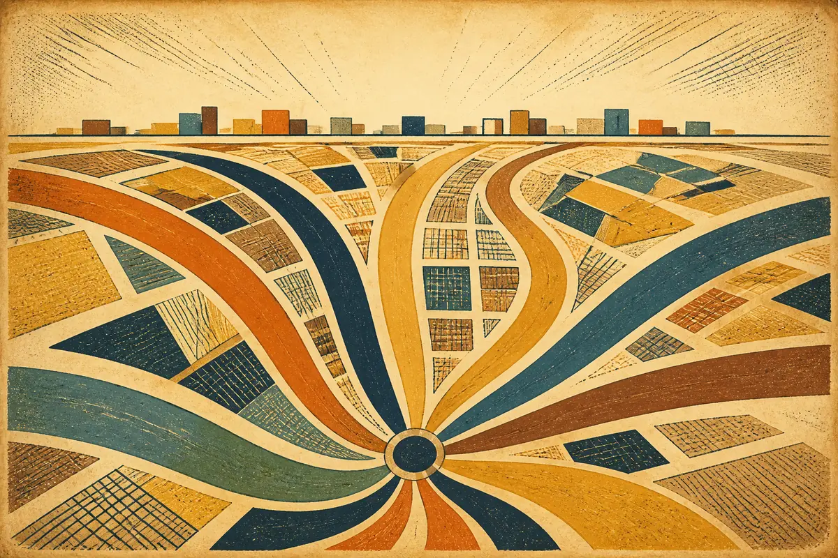 Abstract illustrated map composition for Waterloo, United States